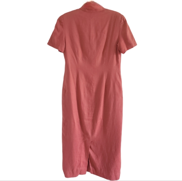 Talbot 100% Linen Coral Long Button Front Dress Size 8 - Picture 3 of 7